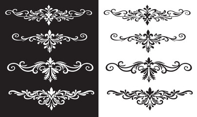 Fototapeta premium 1 Set of dividers flowers vintage deviders for card ornament etc