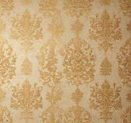 Opulent gold and cream damask wallpaper with embossed texture , design element, luxury, design