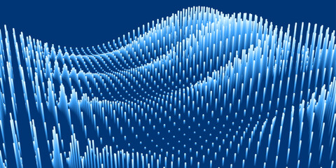 Abstract data wave background. Vertical lines forming a dynamic wave surface. Modern digital design.