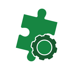 Optimization icon. Business Process Optimization. puzzle with gearssymbol for Process, automation, productivity. solid design style