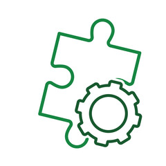 Optimization icon. Business Process Optimization. puzzle with gearssymbol for Process, automation, productivity. line design style
