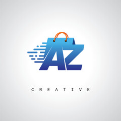 AZ  Monogram Shopping Logo – Creative Vector Design for Modern E-commerce Branding