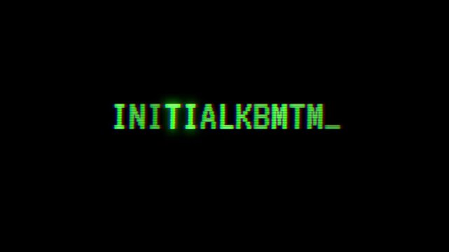 Glowing green text message with digital glitch effect on black background