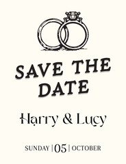 invitation card design with two wedding rings illustration