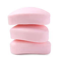 Three soap bars isolated on white. Personal hygiene