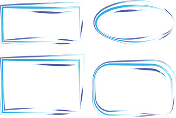 blue purple colorful decorative line art brush stroke frames set