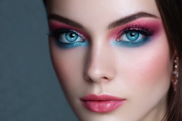 Fototapeta premium Girl with bold makeup and crystal blue eyes 