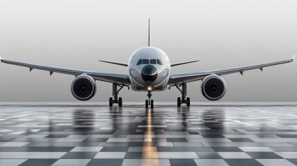 Naklejka premium Majestic Airplane on Runway: A Modern Aviation Marvel