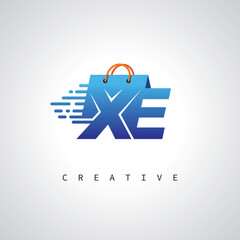 XE Monogram Shopping Logo – Creative Vector Design for Modern E-commerce Branding