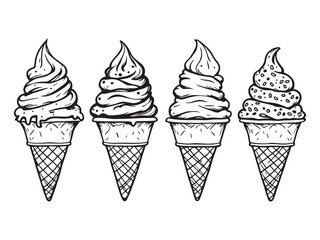 Ice Cream Cone Line Art Design