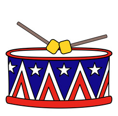 4th of July Patriotic Drum Vector USA Celebration Music Instrument Illustration