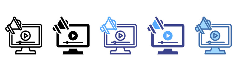 Video Marketing icon sheet multi style collection