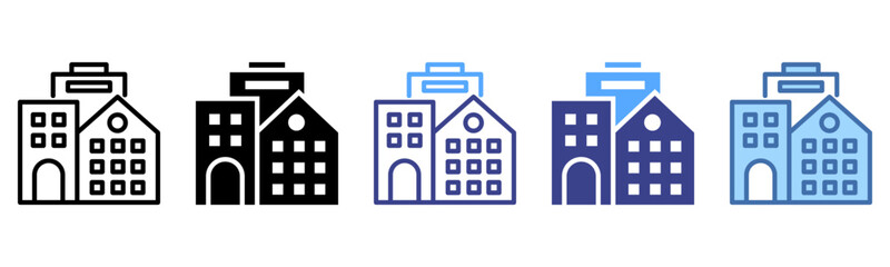 Commercial Building icon sheet multi style collection