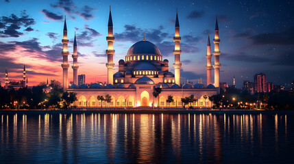 Obraz premium Eid-ul-adha and eid-ul-fitr mubarak and islamic greeting card,poster,banner design,