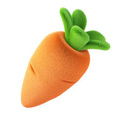 Cute fluffy carropt 3d rendering. Isolated on white.