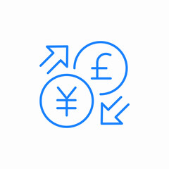 yen pound exchange icon sign vector