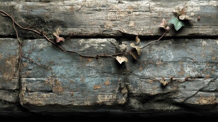Obraz premium Verwittertes Holz mit Efeu Ranken