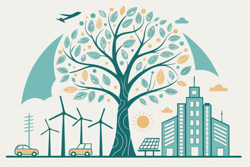 Obraz premium city landscape with trees