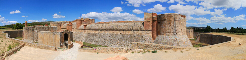 Panoramic view of Salses fortress, Salses-le-Château, Eastern Pyrenees, Languedoc-Roussillon region