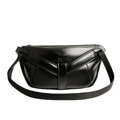 Naklejka premium sleek black handbag with modern design and adjustable strap, perfect for stylish outings. Its glossy finish adds touch of elegance to any outfit