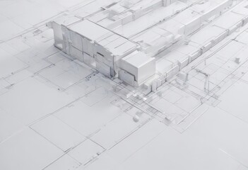 Clean blueprint lines on white, geometric shapes,  linework,  template,  simple