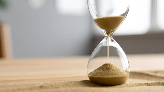 Delicate Sand Flowing Through a Graceful Hourglass Symbolizing Time's Passage