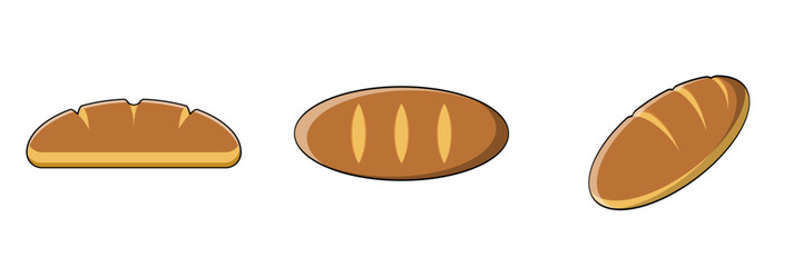 Bread in difference views, vector, isolated photo