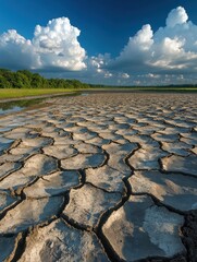 Ausgetrockneter Boden, Risse im Erdreich, Dürrelandschaft