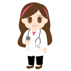 Fototapeta premium Cute Female Doctor Cartoon Character with Stethoscope | PNG Transparent Background