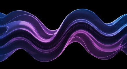 Abstract Purple and Blue Wave Flowing Design Elegant Swirls 3D Render Background