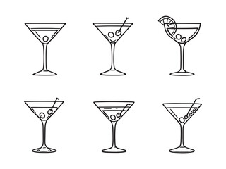 Martini Cocktail Line Art Illustration