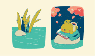 Cute Illustrations of Nature and Relaxation with Adorable Characters