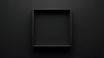 Black empty frame on dark background mockup