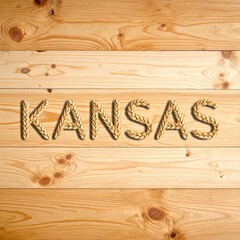 Kansas wheat design on wooden surface: creative agricultural artwork