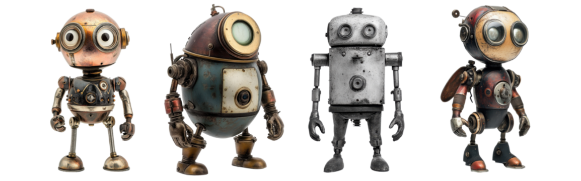 Steampunk Robots in a Retro Style