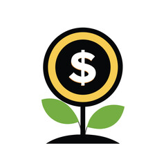 Dollar Sign with Green Leaves – Eco-Friendly Finance and Sustainable Growth Concept Vector