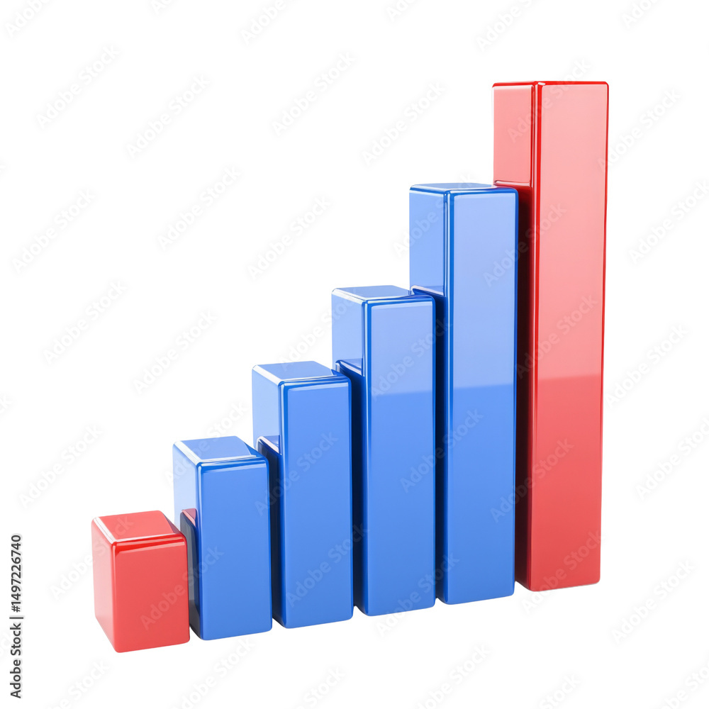 Poster increasing bar graph representing growth and progress in data analysis