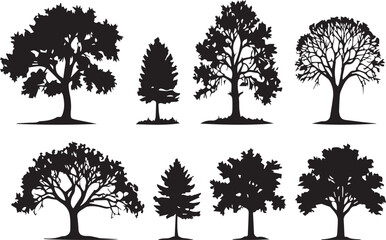Obraz premium Collection of Tree Silhouettes for Design and Presentations