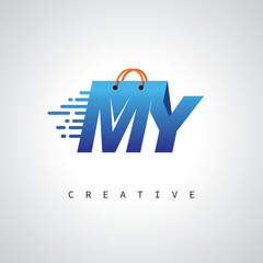 MY Monogram Shopping Logo &ndash; Creative Vector Design for Modern E-commerce Branding
