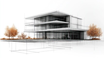 Architectural Sketch: Modern Building Design