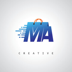 MA Monogram Shopping Logo &ndash; Creative Vector Design for Modern E-commerce Branding