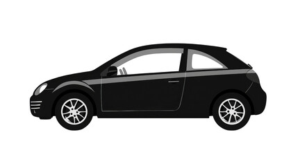 Fototapeta premium Sleek black compact car with modern design and tinted windows, perfect for city driving and daily commuting. vehicle features