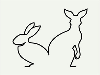 ambigram illustration of a rabbit and a kangaroo