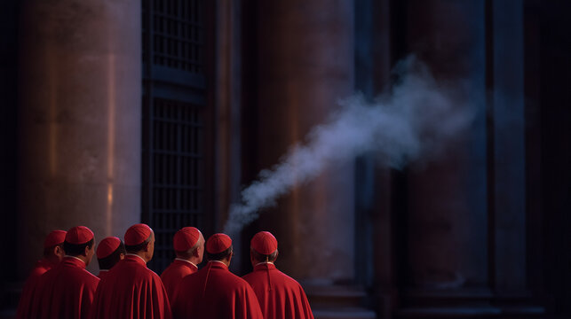 Cardinals observing smoke at Vatican courtyard ceremony