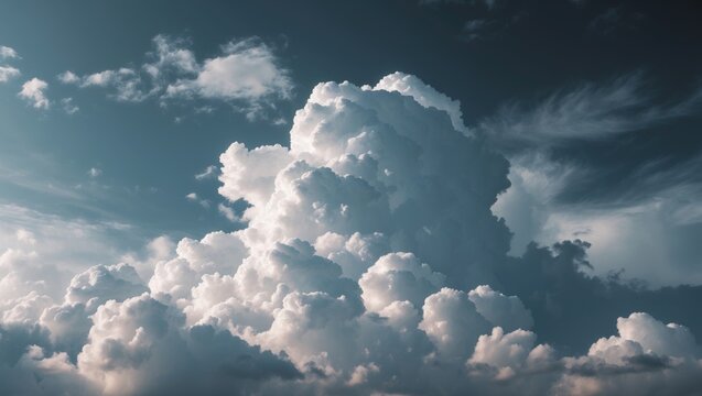 Clouds in the sky with sunlight and shadows, atmospheric scene. Weather and nature, sky, clouds. The concept of weather and atmospheric phenomena