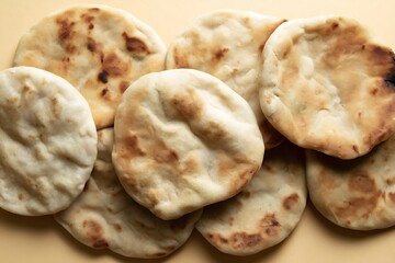 Pile of homemade pita breads ready