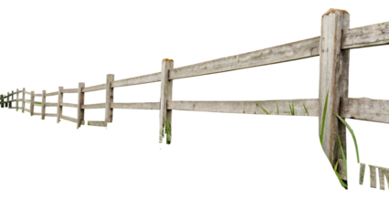 Rustic wooden fence isolated on a white background png ai generated
