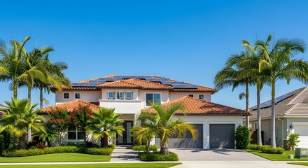 Fototapeta premium Luxury Solar Powered Home in Tropical Paradise