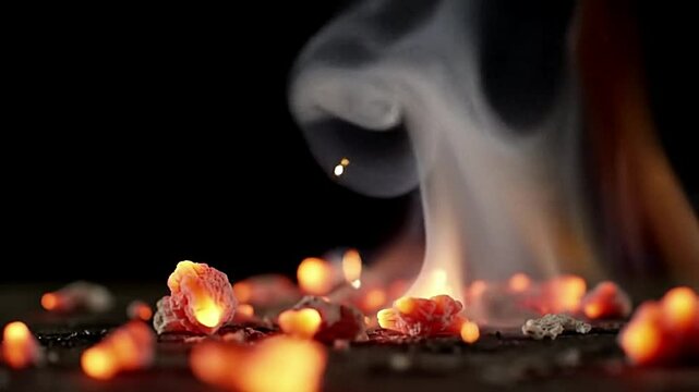 Realistic Scattered Fire with Smoke and Sparks &ndash; 3D Animated Loop with Alpha Channel in 32bit Apple ProRes HQ, Ready for NLE Drag-and-Drop Use