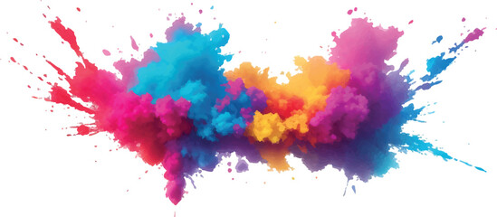 A Modern and Colorful Aquarelle Art Piece Featuring Explosive Watercolor Streaks, Splashes, and Brush Marks on a White Canvas, Creating a Dynamic and Playful Splash Effect.
